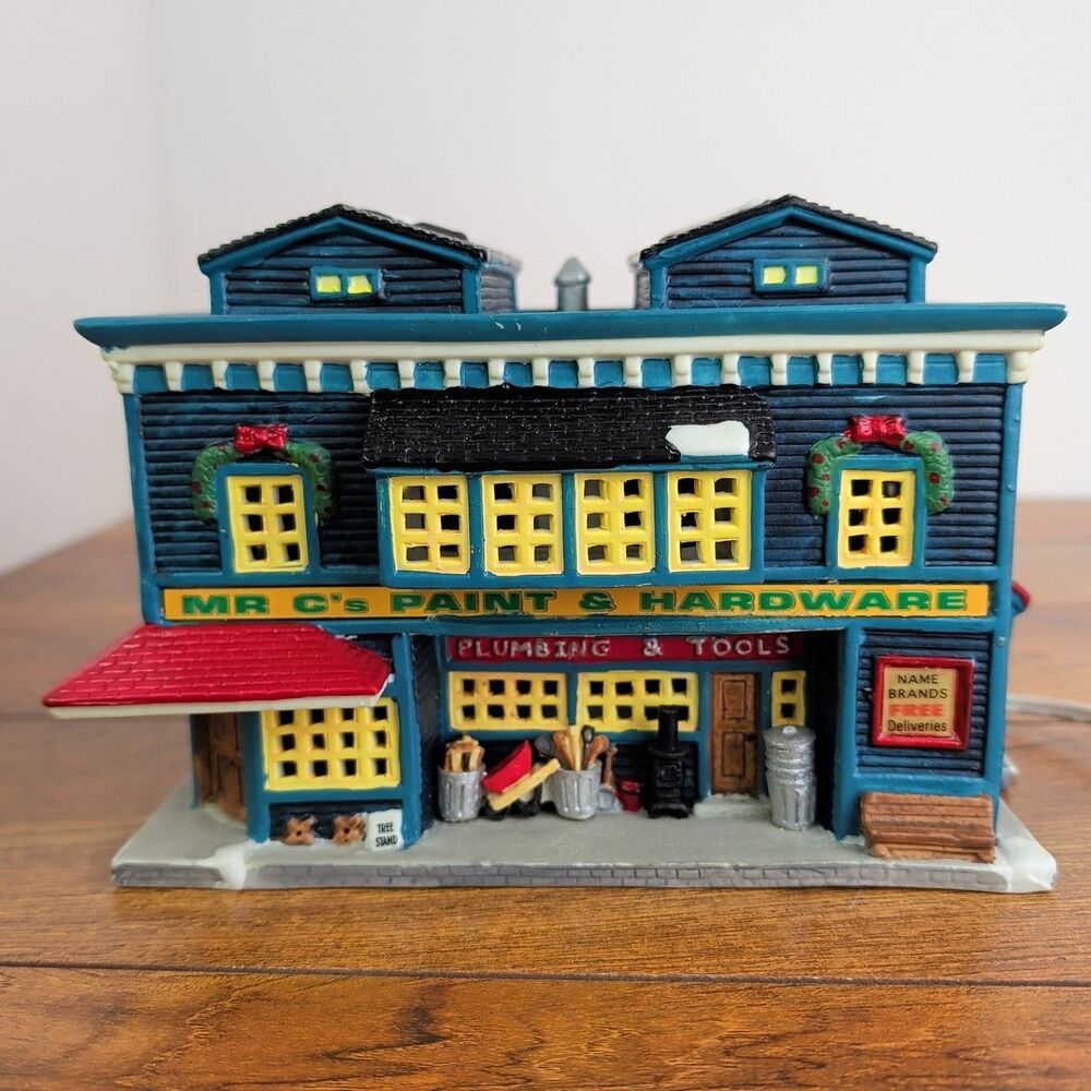 Lemax Village Collection Mr C's Paint & Hardware Light up, Jukebox Junction 1998